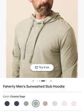 Faherty Coastal Sage Sunwashed Slub Hoodie - Light Sage